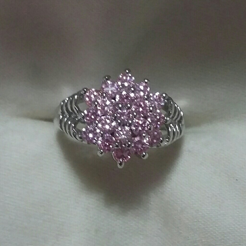Pink Sapphire Ring in Silver size 7